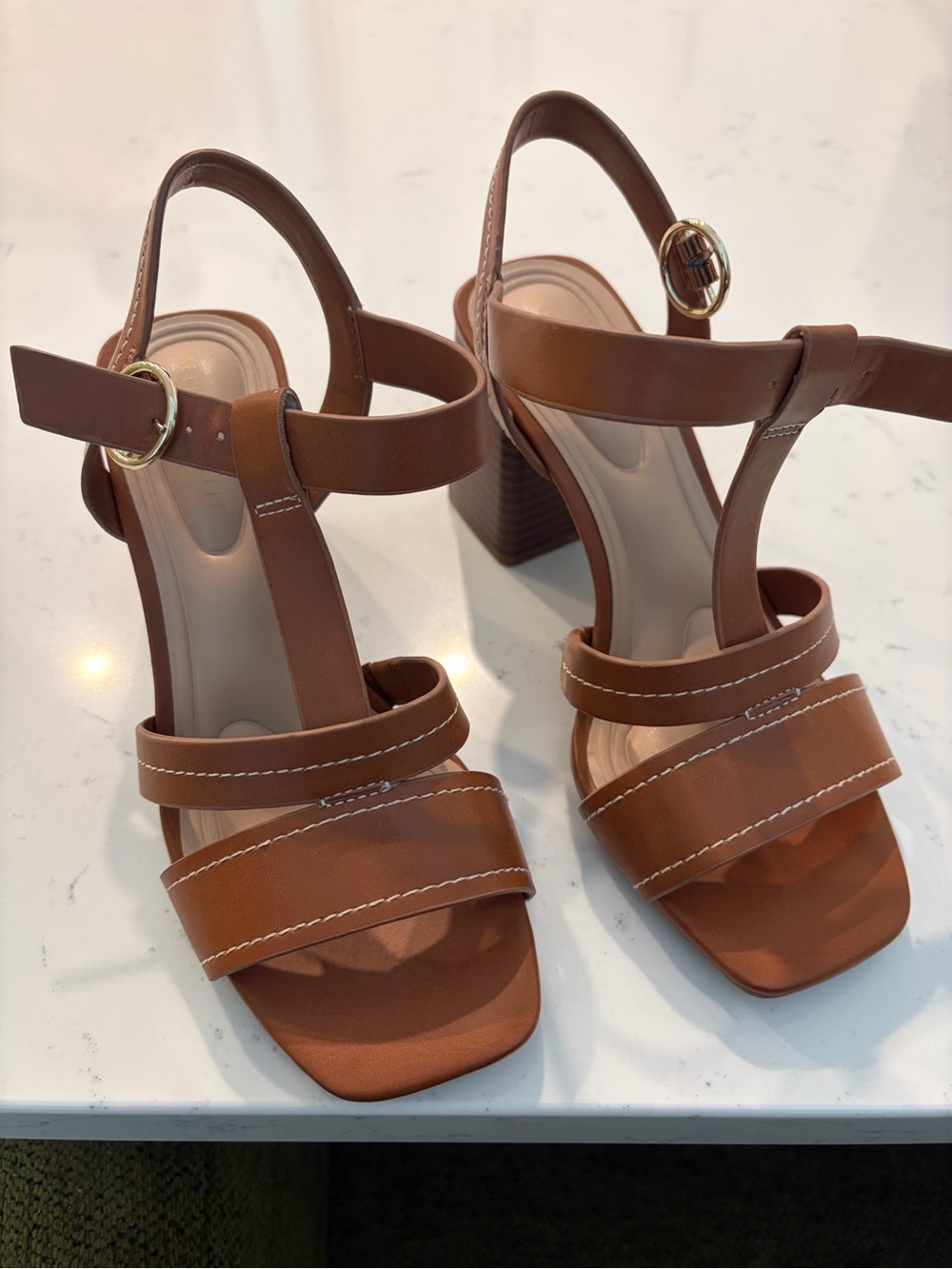 Kelly & Katie 7W Tan Strappy Block Heel Sandals